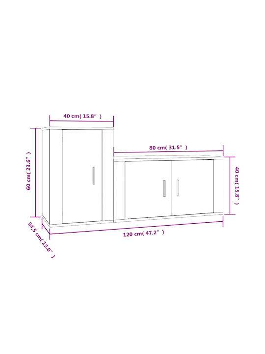 Wohnzimmer TV-Einheit Smoky Oak L80xB34.5xH40cm