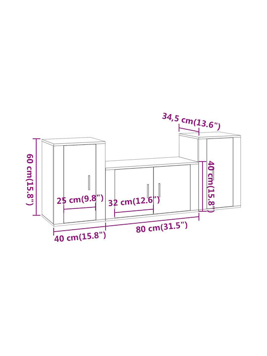 Wohnzimmer TV-Einheit Weiß L40xB34.5xH60cm