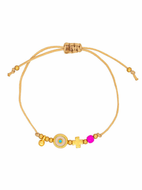 Excite-Fashion Bracelet Macrame with Cross design made of Cord Gold Plated