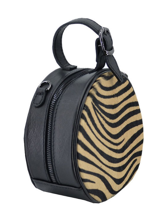 Leather 100 WOMEN'S LEATHER BAG CODE: 41-BAG-2402-59 (BLACKBEIGE-ZEBRA)