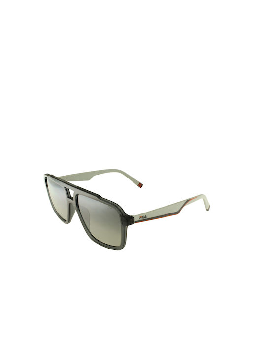 Fila Men's Sunglasses with White Metal Frame and Gray Gradient Lens SFI460 4ALP