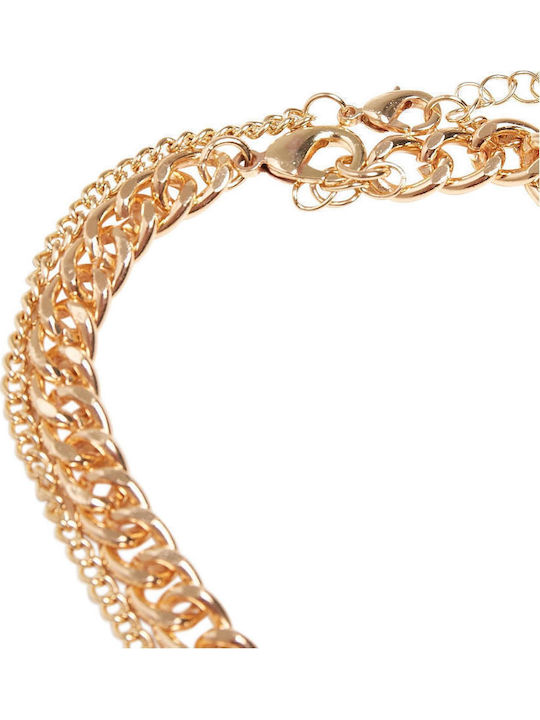 Urban Classics Gold Plated Anklet Gemini Stainless Steel Black 22cm