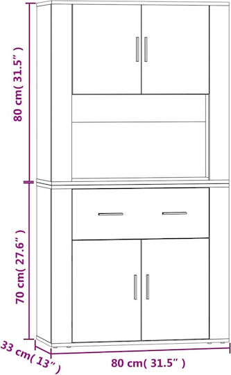 Wooden Office Cabinet White 80x33x70cm