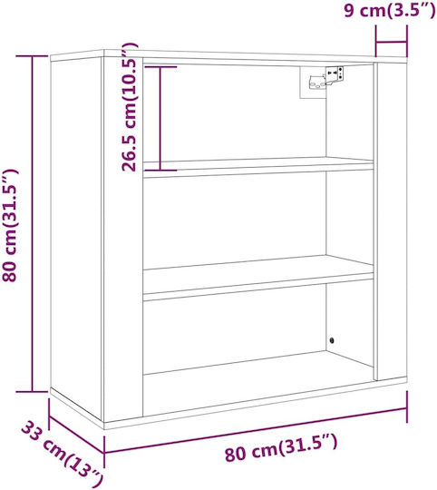 Office Storage Cabinet Wooden White 80x33x70cm