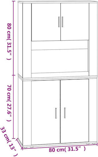 Стояща На Пода Бюро Шкаф Сонома 80x33x150см