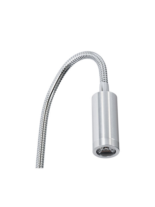 GloboStar Goose Μονό LED Φυσικό Λευκό Σποτ σε Ασημί Χρώμα