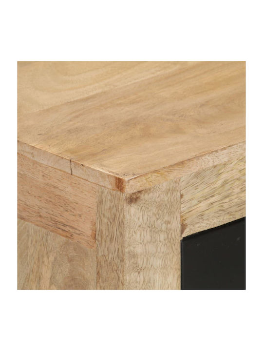 Sideboard made of Solid Wood & Metal Beige 60x35x75cm