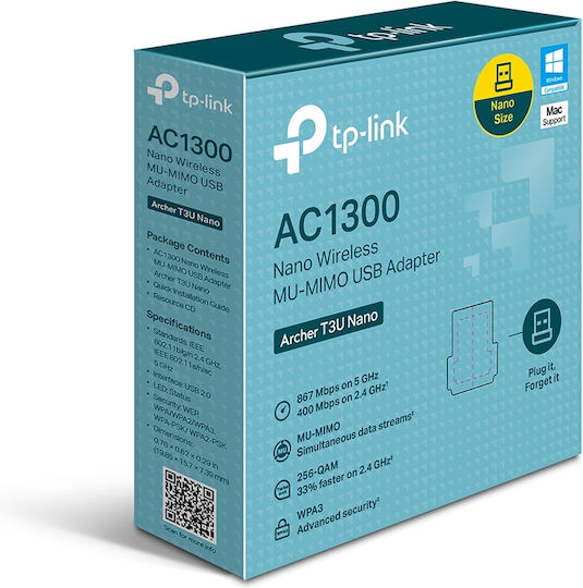 TP-LINK Archer T3U Nano Αντάπτορας Δικτύου USB με Ασύρματη Σύνδεση Wi-Fi 1300Mbps (v1)
