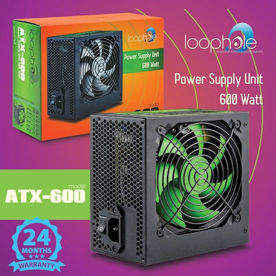 Loophole LOOPHOLE 600W Black Computer Power Supply Full Wired