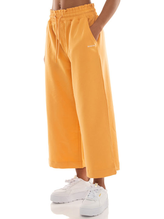 Women's Fabric Trousers in Wide Line Orange
