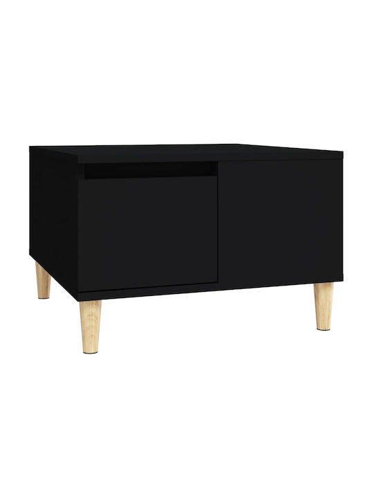 Square Coffee Table made of Solid Wood Black L55xW55xH36.5cm