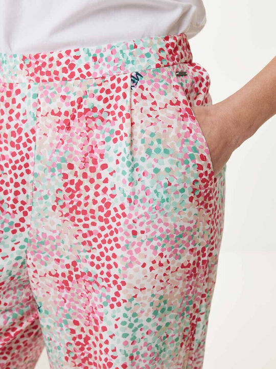 Women's Fabric Trousers with Elastic Wide Line Pink
