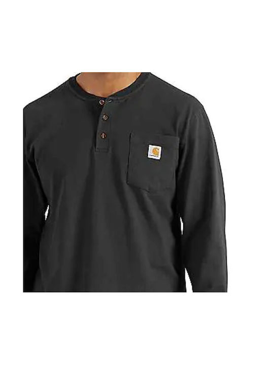 WORKWEAR POCKET HENLEY L/S NEGRU CĂMAȘĂ PENTRU BĂRBAȚI NEGRU/K128-BLK