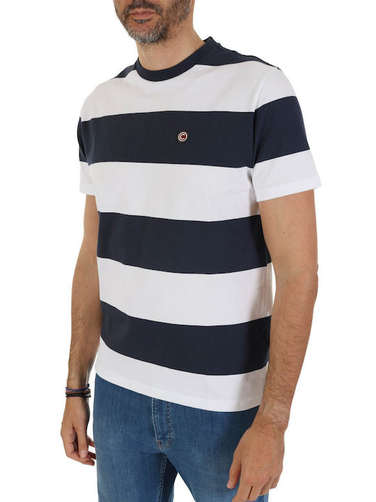 COLMAR T-SHIRT ΡΙΓΕ REGULAR FIT COMPOSITION ΜΠΛΕ-ΛΕΥΚΟ