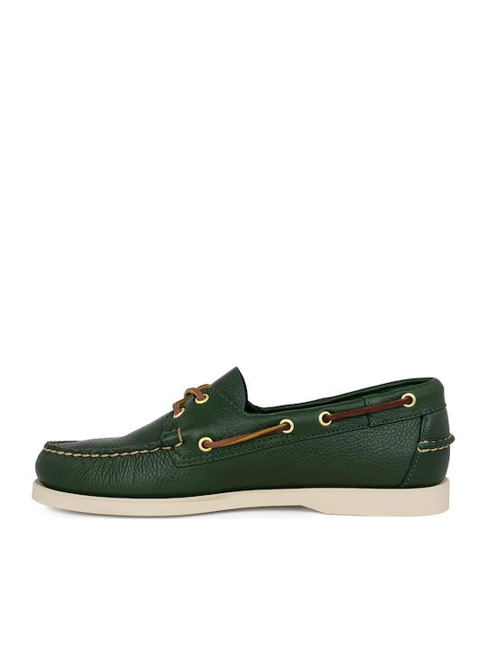 Men's Leather Boat Shoes Green 73118WW-A8Y