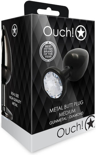 Shots Ouch Metal Butt Plug Πρωκτική Σφήνα Medium Gunmetal / Diamond