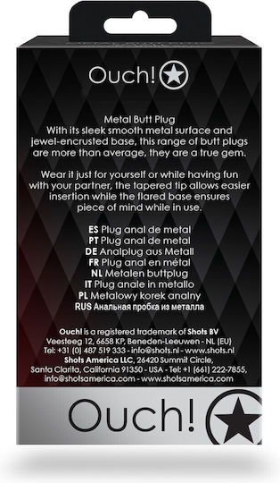 Shots Ouch Metal Butt Plug Πρωκτική Σφήνα Medium Gunmetal / Diamond