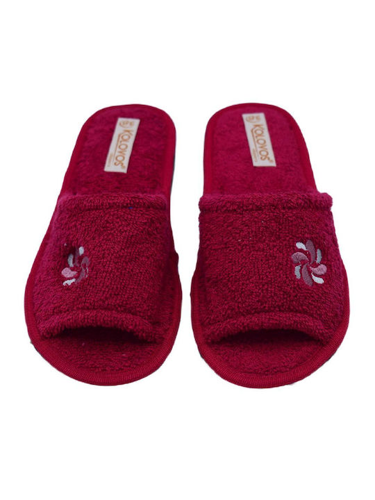 KOLOVOS fabric slippers made of Percale Fabric - Bordeaux