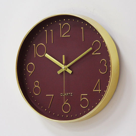 Etoile Wanduhr Kunststoff Burgundisch Ø30cm