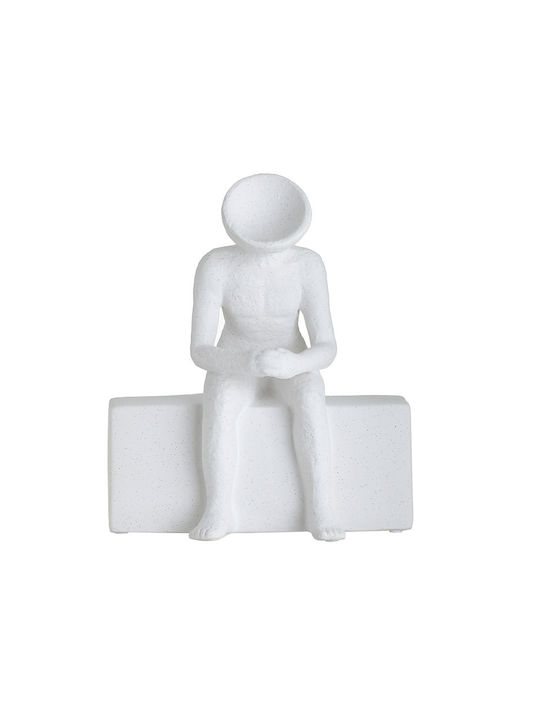 Inart Dekorativ Statuette aus Keramik in White 14x8x28cm 1Stück