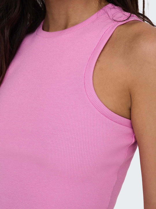 Only Damen Sommerliches Crop Top Baumwolle Ärmellos Rosa