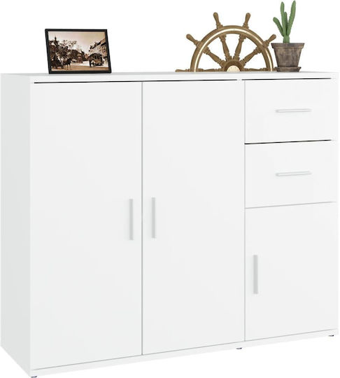 Sideboard Wooden with Drawers White 91x29.5x75cm