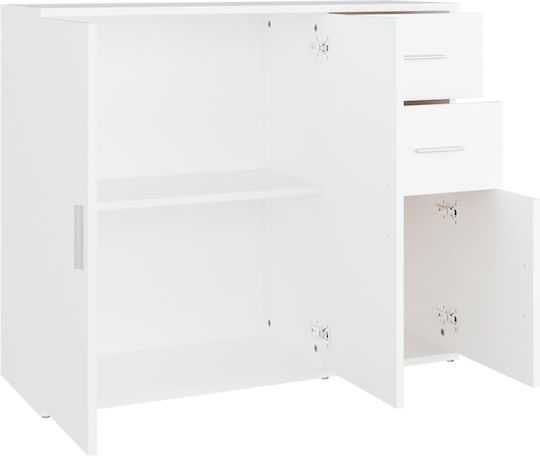 Sideboard Wooden with Drawers White 91x29.5x75cm