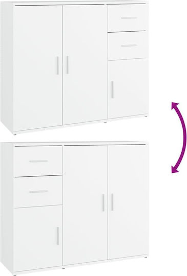 Sideboard Wooden with Drawers White 91x29.5x75cm