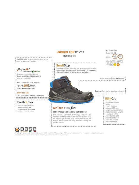 Base I Robox Top Wasserdicht Stiefel Sicherheit Schwarz S3 mit Zertifizierung CI, ESD ,SRC