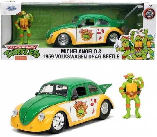 Jada Toys Teenage Mutant Ninja Turtles 1959 VW Käfer Drag Fahrzeug Replik in Maßstab 1:24