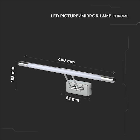 V-TAC Klassisch Leuchte Wand mit Integrierter LED und Warmweißes Licht Silber 64x18.5x5.5cm