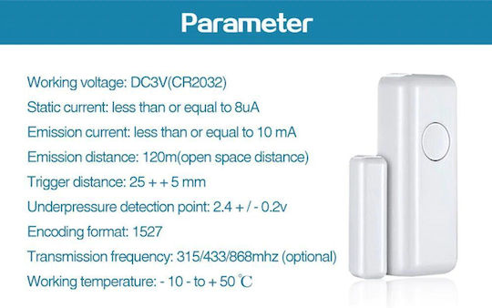 PGST Wireless Contact Sensor RF 433MHz 60x24x13mm