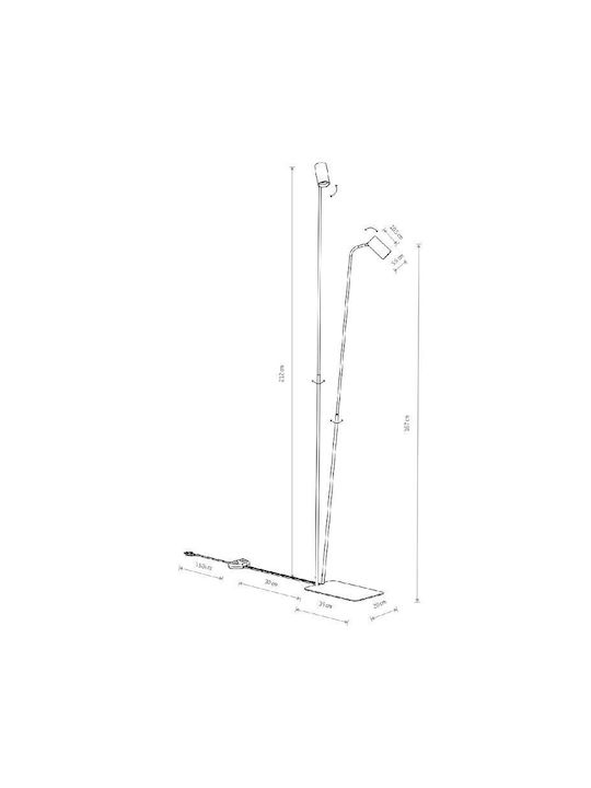 Nowodvorski Mono Floor Lamp H212xW20cm. with Socket for Bulb GU10 Black