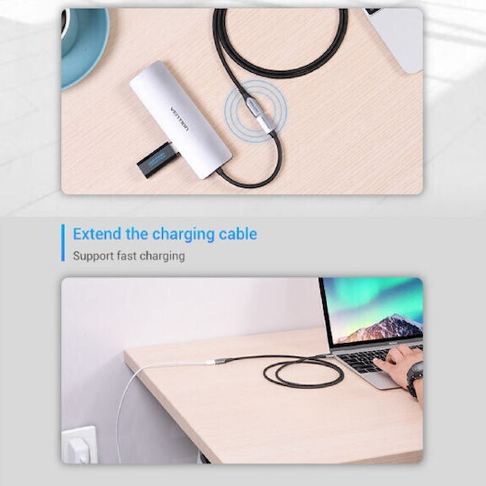 Vention Braided USB 3.1 Cable USB-C male - USB-C female 60W Gray 1m (TABHF)