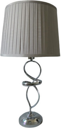 Karvounis Metall Tischlampe mit Gray Schirm und Silber Basis