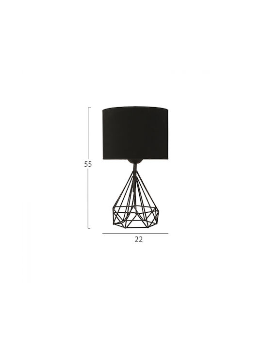 HomeMarkt Metal Vintage Table Lamp for Socket E14 with Black Shade and Brown Base