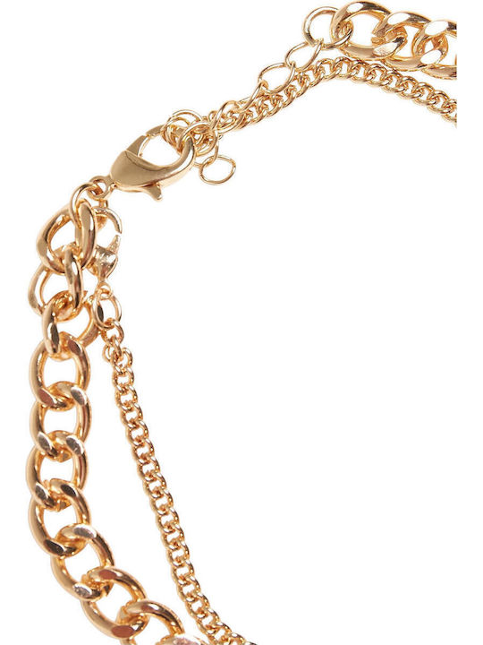 Urban Classics Gold Plated Chain Anklet Cancer Stainless Steel Black 22cm