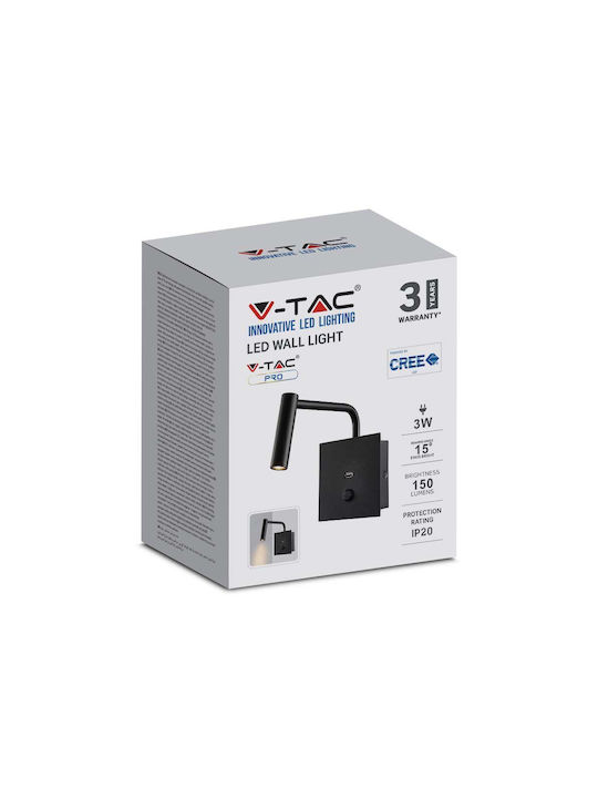 V-TAC VT-2943 Single LED Warm White Spot in Black Color