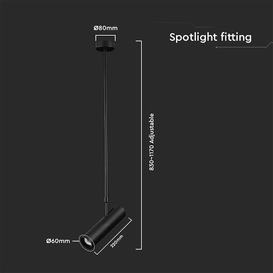 V-TAC Single Spot with Socket GU10 in Black Color