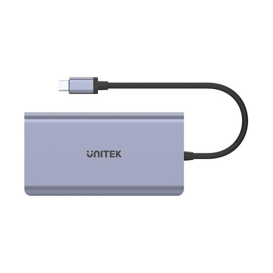 Unitek uHUB S7 USB-C / USB-A Docking Station με HDMI/DisplayPort 4K PD Ethernet Γκρι