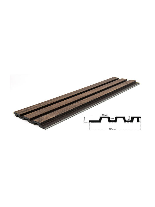 3D Стенен Панел Пяна с Лепило Walnut/Тъмнокафяв Кафяв 290x12.2см