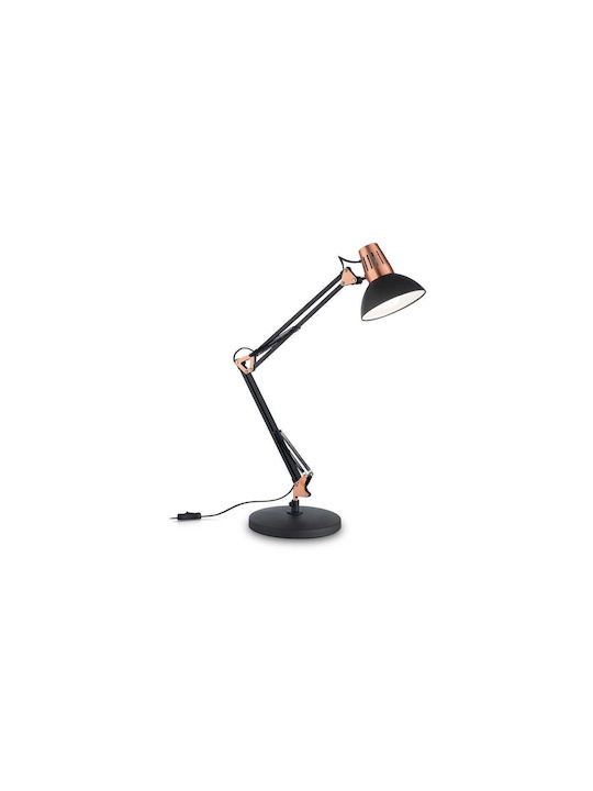 Ideal Lux Wally TL1 Office Lamp with Foldable Arm for Socket E27 in Black Color