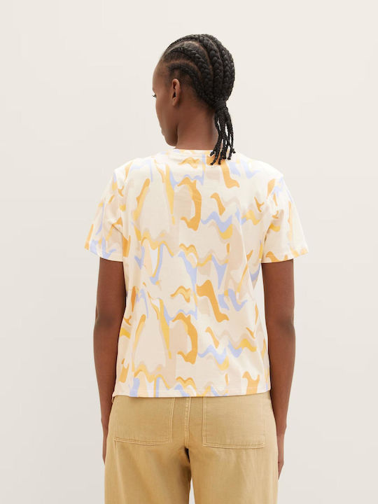 Tom Tailor Women's Summer Blouse Short Sleeve Abstract Neutral Print