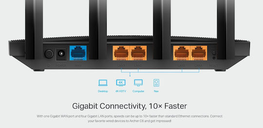 TP-LINK Archer C6 v4 Drahtlos Router Wi‑Fi 5 mit 4 Anschlüssen Gigabit Ethernet