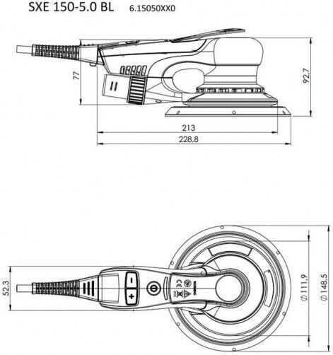 Metabo SXE 150-5.0 BL Ексцентрично Трибе 150мм Електрически 350W с Регулиране на Скоростта