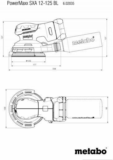 Metabo Powermaxx SXA 12-125 BL Έκκεντρο Τριβείο Χούφτας 125mm Μπαταρίας 12V Solo με Ρύθμιση Ταχύτητας και με Σύστημα Αναρρόφησης