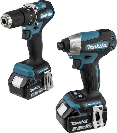 Makita DLX2414JX4 Σετ Κρουστικό Δραπανοκατσάβιδο & Παλμικό Κατσαβίδι 18V με 2 Μπαταρίες 3Ah και Θήκη