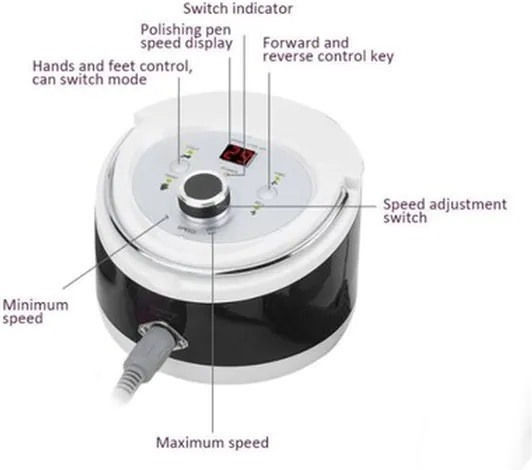 Factory ZS-606 Nail Drill Power 65W Black with Pedal with 30000 Rotations per Minute