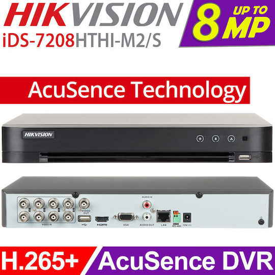 Hikvision Überwachungs-Videorekorder DVR 8 Kanäle mit Auflösung 4K IDS-7208HTHI-M2/S