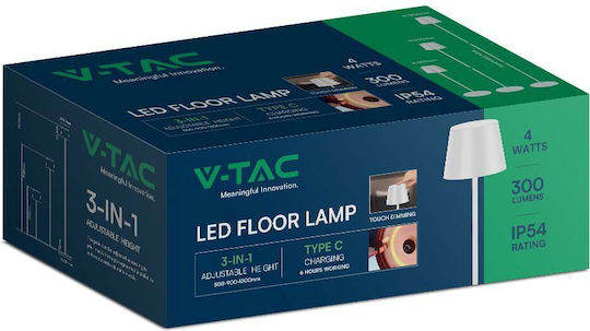 V-TAC LED Floor Lamp Y130xM14cm with Warm White Light 300lm Black